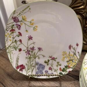Mikasa Wildflower Garden Bone China Square Salad Plates 8.5" Set of 9 NWOT